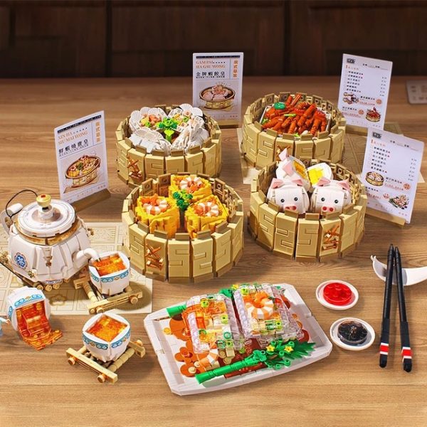 LOZ Creative Cantonese Food Morning Tea Food Building Block Traditional Chinese Dim Sum Sichuan Hotpot Bricks Toys For Kids Gift